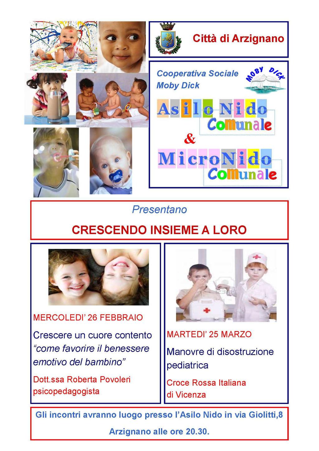 Serata dal titolo CRESCERE UN CUORE CONTENTO Come favorire il benessere emotivo del bambino a cura delle dott.ssa R. Povoleri.