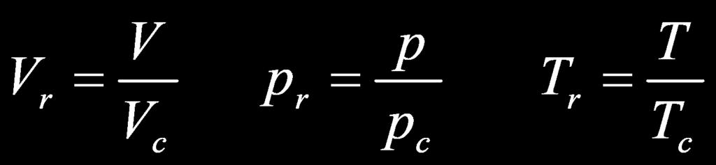 Variabili Ridotte Introduciamo le cosiddette variabili ridotte V p T V r V c p r p c T r T c Van der Waals osservò che,