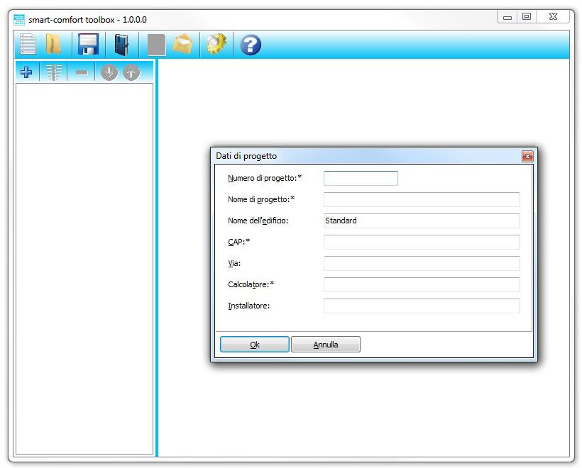 dati calcolati che vengono trasformati in un file leggibile per il regolatore metalplast smart-comfort. 1. Avvio della metalplast smart-comfort toolbox a. Nuovo progetto (Ctrl + N) b.