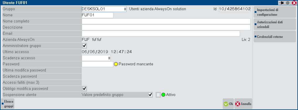 Nell esempio raffigurato, l utente AlwaysOn avrebbe accesso ad un suo menu Servizi Configurazioni Amministrazione utenti, da cui gestire un set ridotto d