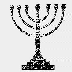 Sopra: una Menorah in una Sinagoga. Sotto: la Menorah del simbolo dell Alta Massoneria ebraica dei B nai B rith.