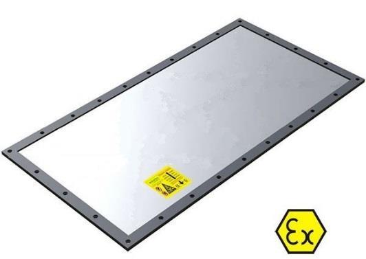 Flat vent panels are recommended on applications that work in the same conditions of the external air pressure as bucket elevators or closed conveyor belts.