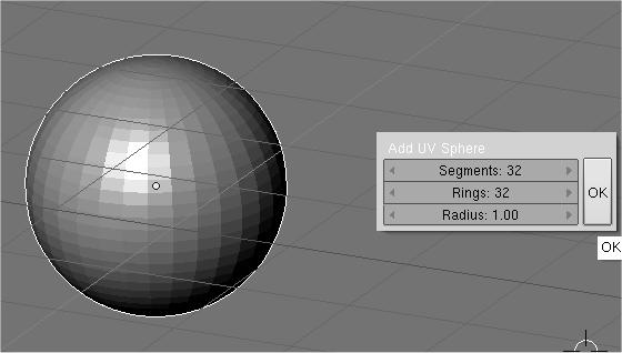 base Inserendo una UVsphere, Blender ci presenta una finestra in cui specificare il numero