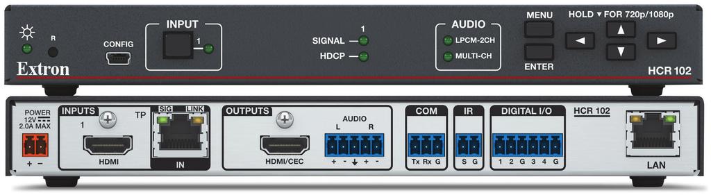 Panoramica - HCT 0 Embedding dell'audio L'audio analogico può essere inserito a scelta su qualsiasi input Il trasmettitore è dotato di due input e un input Estensione twisted pair dei segnali