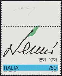 500 666 667 667 K 1990/91 - Quattro francobolli "naturali" (Dante violetto, Ravenna viola, San Gregorio viola e Nenni verde) - Cert.