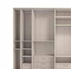 The hinged-door wardrobe is available in four carcase finishes which are