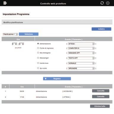 3. Controllo web 3.1 Controllo web proiettore - Impostazioni Programma (continua) 3.1.7.3 Modifica pianificazione Modifi ca la pianifi cazione.