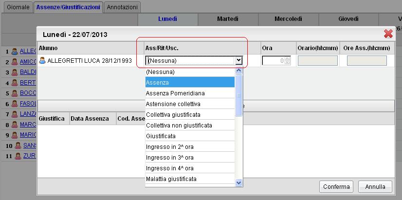 Se invece nella giornata c è più di un alunno assente, conviene cliccare sull icona Inserimento dati per eseguire un caricamento multiplo Il docente ha sempre la