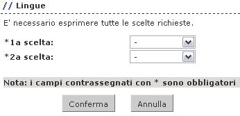 Fig. 10 Elenco dei Corsi di Laurea magistrale disponibili Se la procedura di valutazione prevede la scelta delle lingue ti sarà chiesto di elencare le tue