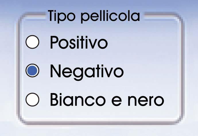 1. Scegliere il tipo di pellicola Positivo per diapositive a colori intelaiate Negativo per strisce