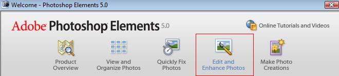 Scannerizzare nel software applicativo opzione Modifica e Migliora foto Aprire 'Adobe Photoshop Elements' con Start Tutti i programmi Adobe Photoshop Elements.