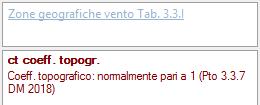 Nel primo gruppo di dati sono riportate tutte le voci che concorrono a determinare la pressione di progetto del vento.