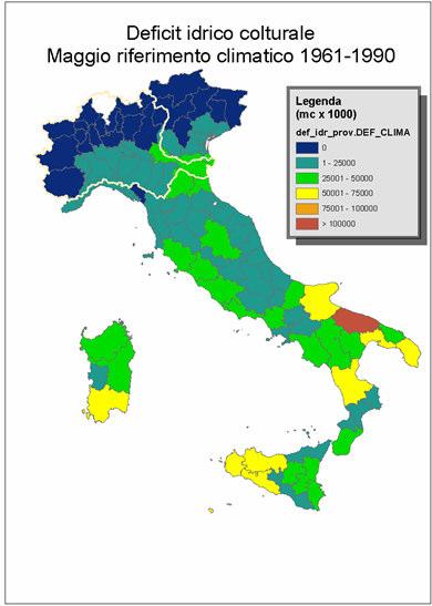 Fabbisogno irriguo complessivo (cereali,