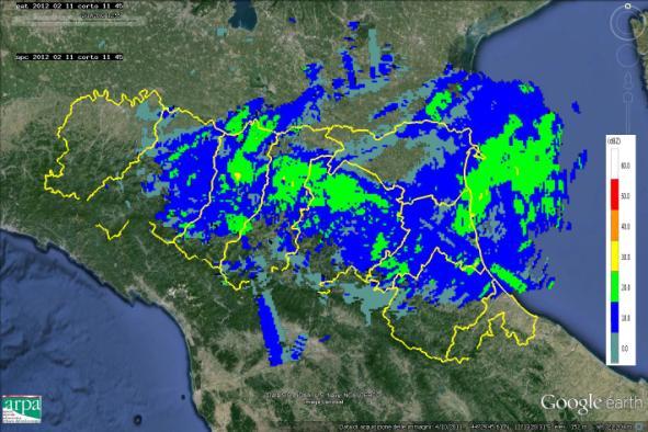 radar (Figura 18). Si osserva come il settore della Regione più colpito sia stato quello centrooccidentale.