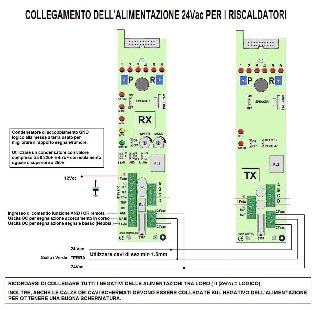 Dispositivo filtro antidisturbo INSERIRE IL CONDENSATORE TRA