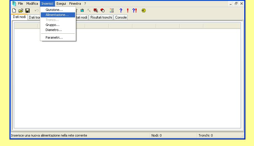 2) Inserimento nodi (nodi di alimentazione, nodi di