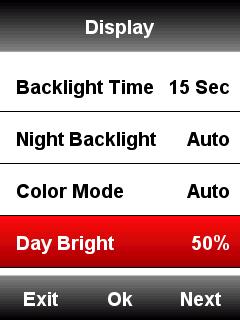 Impostazioni dello schermo Impostare il Tempo di Retroilluminazione, la Retroilluminazione Notturna, la Modalità Colore e