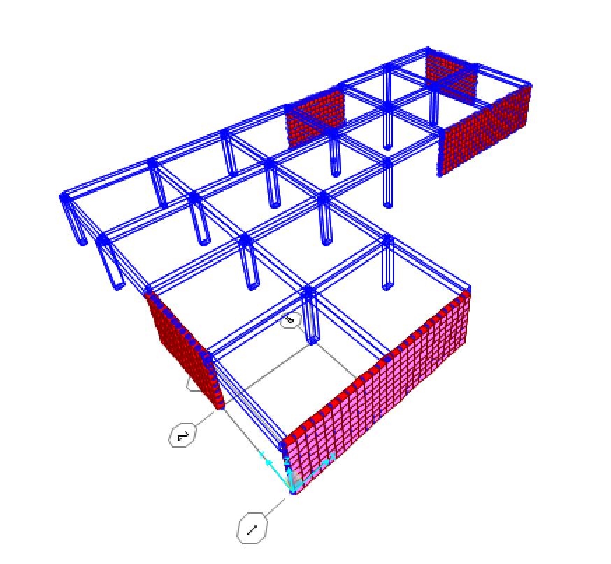 Il centro delle rigidezze ha ora coordinate di x = 12,33; y= 12,43. Applico su SAP la forza al centro di massa e noto che la rotazione è minore rispetto alla situazione precedente.