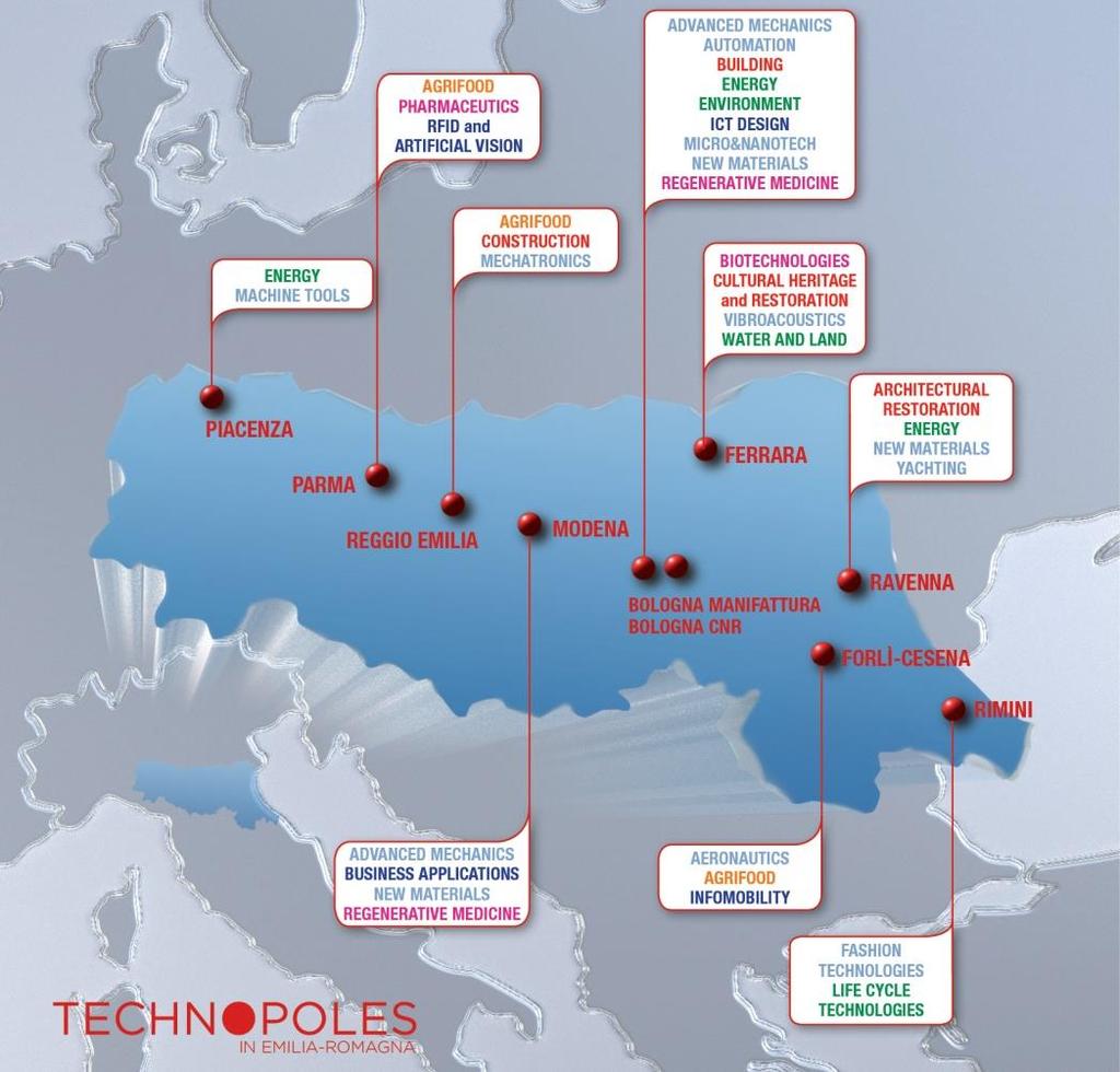 10 tecnopli in 9 provincie 6 piattaforme