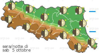 Minime comprese tra i 12-13 gradi della emiliana e i 14-15 gradi della fascia costiera; massime tra 20-22 gradi.