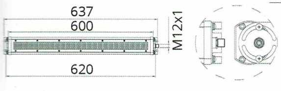 Tensione di alimentazione 24 Volt AC/DC con collegamento a scelta tra connettore M12x1 4 poli (cavo optional) o con pressacavo e cavo da 1,8 metri.