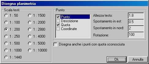 8.10 - DISEGNA PLANIMETRIA Questa funzione restituisce nel CAD il disegno di tutti i punti inseriti nell archivio numerico gestito con l opzione EDITA - INPUT MANUALE. FIGURA 8.