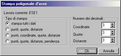 9.8 - STAMPE E possibile stampare tutti i dati che descrivono la poligonale d asse.