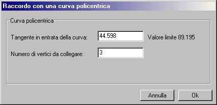 S.C.S. survey CAD system Tel. 045 / 7971883 10.7.6 - RACCORDO CIRCOLARE POLICENTRICO La procedura di calcolo esegue in sequenza il calcolo e il disegno di una serie di curve circolari consecutive.