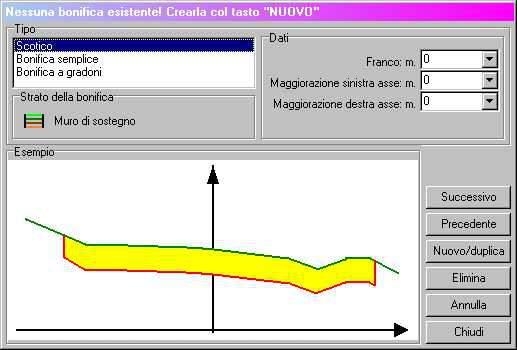 11.4.3 - INSERIMENTO DELLE QUOTE DI BONIFICA E SCOTICO D) - In questo settore della maschera di input degli elementi di progetto visualizzata in figura 11.