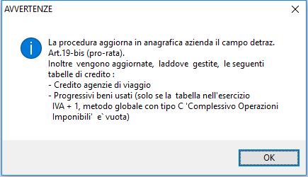 procedura rammenta che il riporto del credito IVA per la compensazione/detrazione deve essere effettuata dalla scelta "GC Gestione Credito"