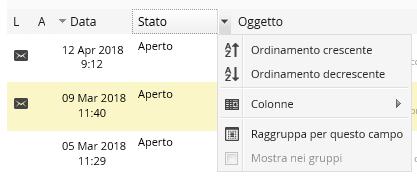 PIE DI PAGINA Sono presenti i pulsanti che consentono di scorrere le pagine contenenti l elenco dei tickets.