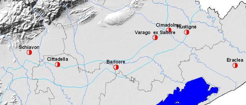 Situazione acque sotterranee al 31 agosto 27. Livelli freatimetrici in alcune delle stazioni più significative della pianura veneta.