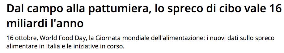 Con il World Food Day, la Giornata mondiale dell alimentazione (16 ottobre), arrivano i dati aggiornati dell