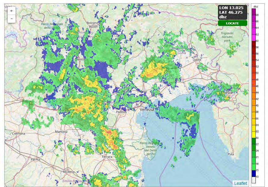 persistono per alcune ore. I fenomeni a est di Rovigo hanno invece una minor durata. Figura 10 Ore 14:20 legali.
