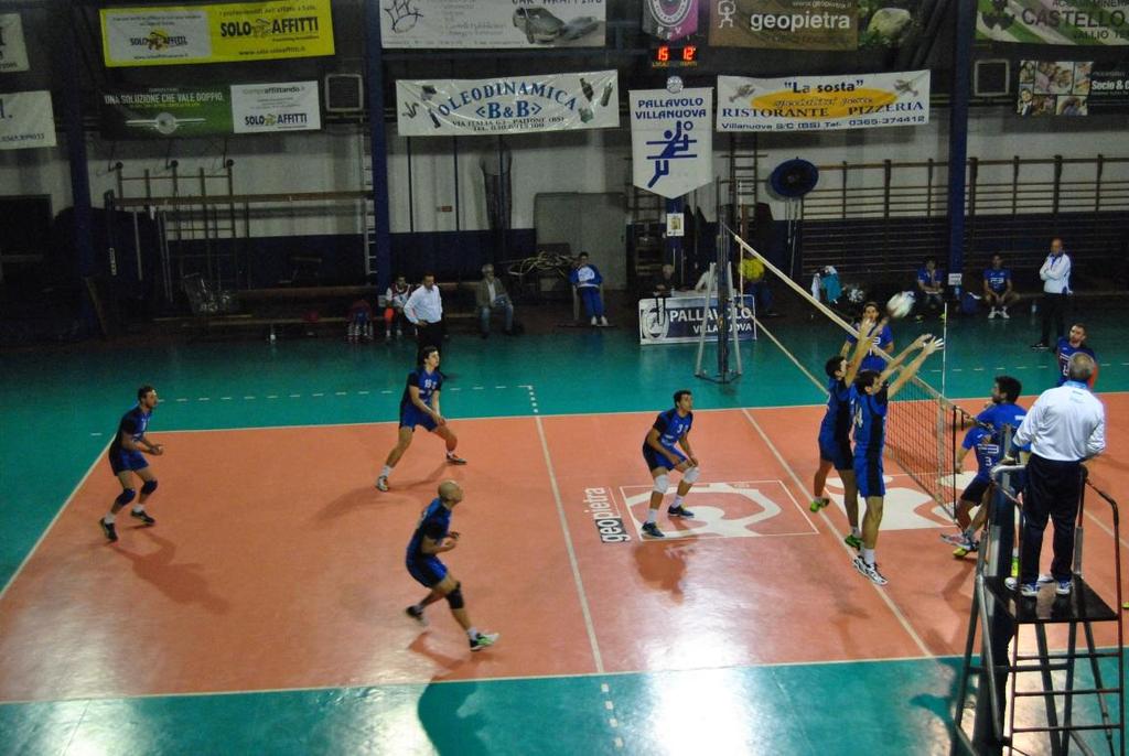 seguito cronaca gara 13a giornata: Volley Sabbio vs Geopietra Villanuova : 1 a 3 Geopietra in campo con Rinaldin in palleggio, Boioni e Grumi schiacciatori ricevitori, Baga e Bortolotti al centro,