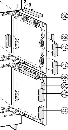 Avviamento Fig. 24 u Allineare l'anta del mobile in profondità Z: svitare in alto le viti Fig. 24 (36), in basso le viti a testa esagonale Fig. 24 (35) servendosi della chiave ad anello Fig.