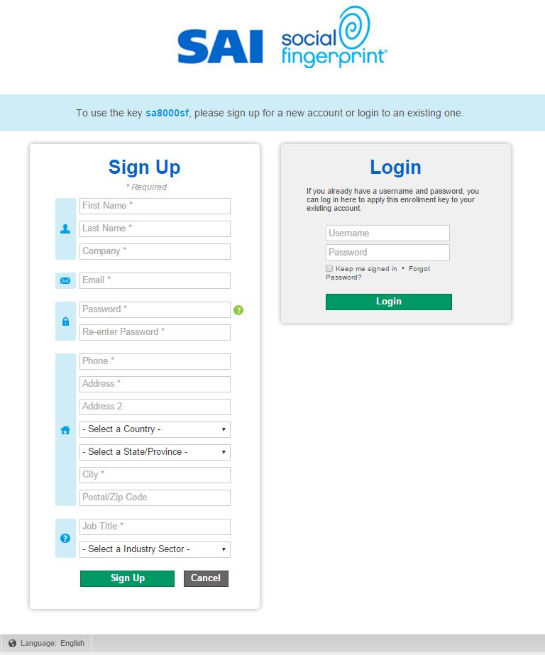 3. Compila il modulo elettronico per creare il tuo account del SAI Training Center inserendo le informazioni personali: Questa finestra mostra il nome utilizzato per registrare un account.