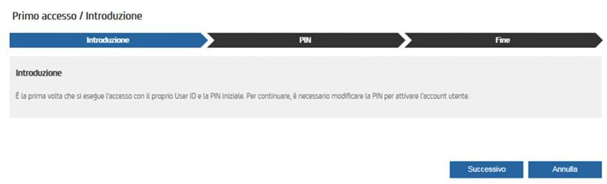 Primo accesso Utilizzatori (2/2) 4 seguire la procedura guidata del Portale per attivare il proprio account che prevede: Introduzione PIN Fine 1.
