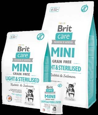 Grain Free Mini Light & Sterilised Proteine 26% / Grassi 12% Formula ipoallergenica senza cereali per cani in sovrappeso e sterilizzati di piccolissima taglia. Alimento completo per cani.