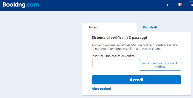 COME ATTIVARE L AUTENTICAZIONE A DUE FATTORI SU BOOKING 1. Effettua l accesso a Booking e seleziona Impostazioni. 2.