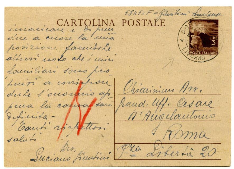 .2.1947 - dal Carcere di Porto Longone a Roma