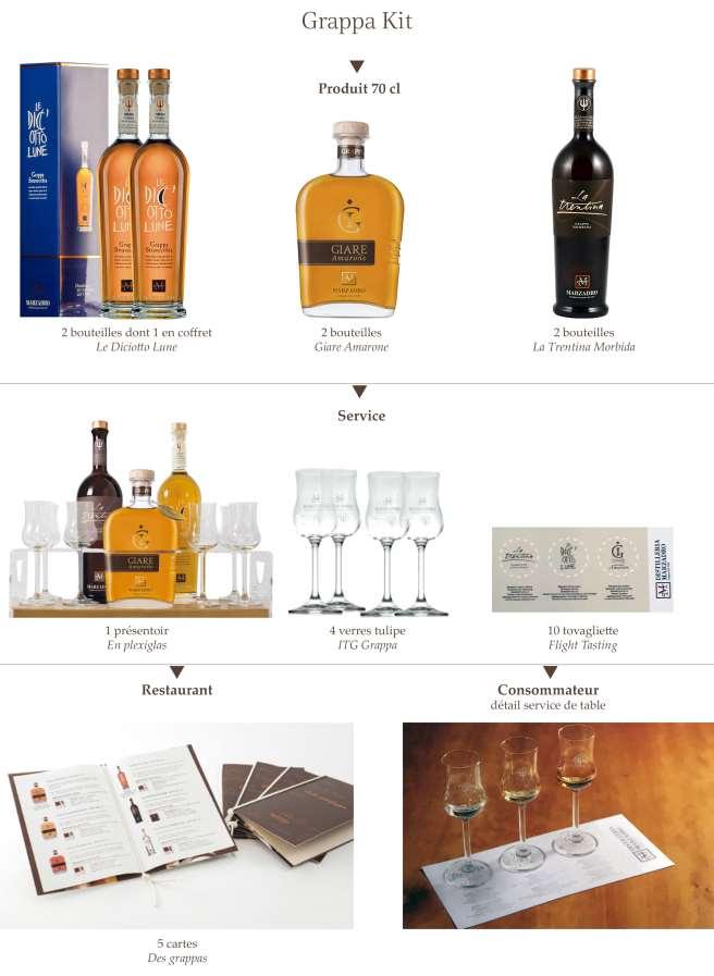 Kit Grappa 6 Grappas, 1 présentoir, 4