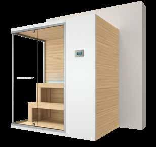 38 39 Ghibli Sauna Sauna completa di / Specifications Misure disponibili / Available sizes Basamento con piedini regolabili Chiusure vetro temperato, spessore 8 mm Pannello di