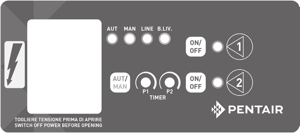 PRESSOMAT QUADRO ELETTRICO MONOFASE QUADRO ELETTRICO Cassa in materiale plastico IP55 Interruttore generale magnetotermico Pannello elettronico di comando con pulsanti manuale - automatico per ogni