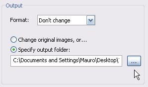 Nella casella Output effettuare le seguenti scelte: Format: Don't change Change original image: se si sceglie questa casella le
