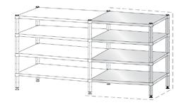 l Scaffalature e ripiani lisci in acciaio inox H 1.