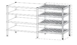 Sono inoltre disponibili, per tutti i modelli di scaffalature, anche le altezze 1., 1. e e le profondità 00 e.