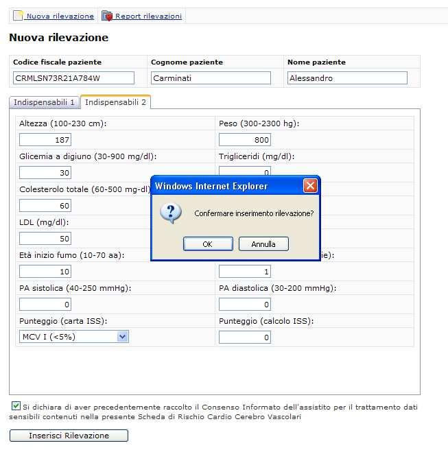 Passo 3 Compilare in tutte le sue parti la scheda dei dati Indispensabili 2 ricordandosi di confermare la raccolta del Consenso Informato del cittadino (conferma