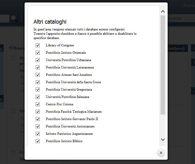 Per selezionare il catalogo bisogna selezionare la casella accanto al nome del catalogo della