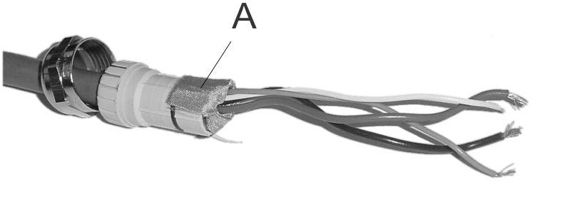 Cablaggio di alimentazione e I/O del trasmettitore A. Schermatura ripiegata 9.